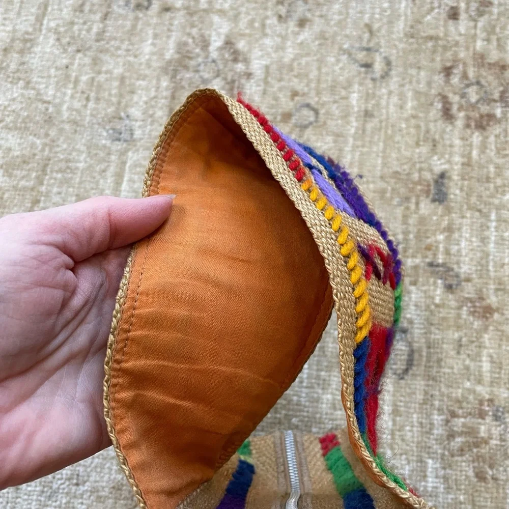 Vintage Colorful Burlap Bag. - Picture 6 of 14